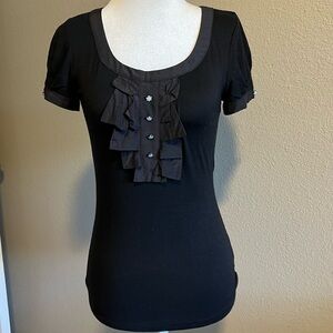 Anthropologie Leifsdottir Black Short Sleeve Top XS